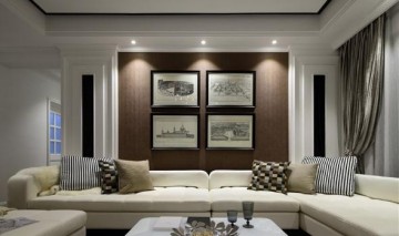 黑白時(shí)尚美式風(fēng)格80平米一居室裝修效果圖