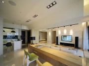 現代溫馨日式風格120平米四居室客廳電視背景墻裝修效果圖