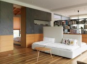 靜謐自然日式風格200平米別墅客廳背景墻裝修效果圖