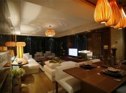 靜謐穩重的東南亞風格100平米三居室餐廳裝修效果圖