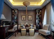 時尚現代中式風格100平米三居室客廳背景墻裝修效果圖
