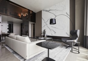 現代簡約三居室客廳效果圖