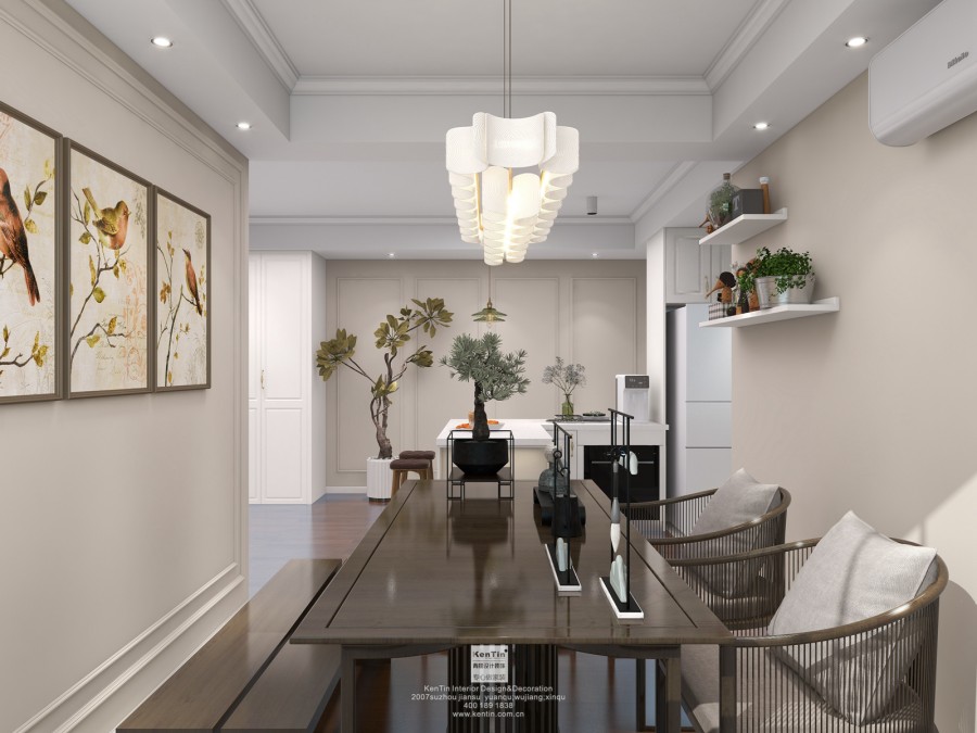 保利觀湖國際美式風格兩居室餐廳裝修效果圖