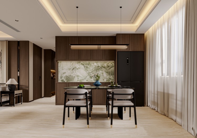 現(xiàn)代中式三居室餐廳裝修效果圖