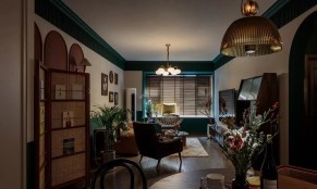 復古美式三居室客廳裝修效果圖
