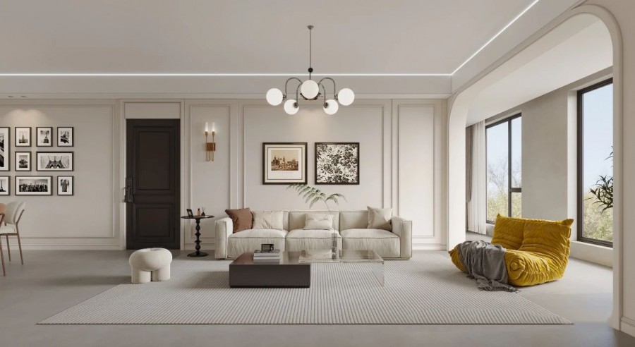 現代法式兩居室客廳1裝修效果圖