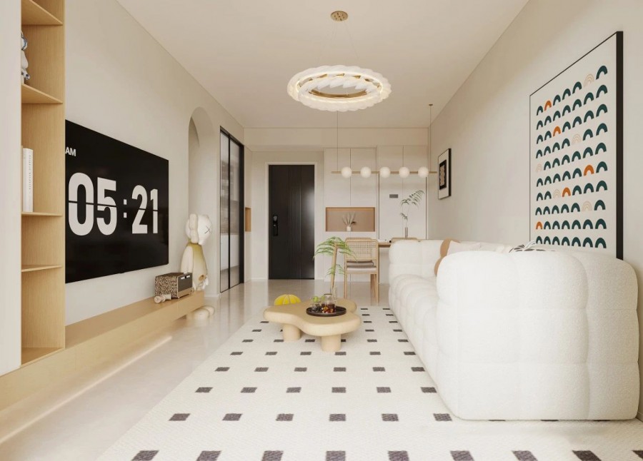 北歐原木風兩居室客廳2裝修效果圖