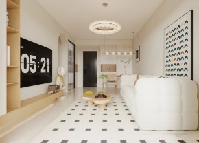 北歐原木風兩居室客廳2裝修效果圖