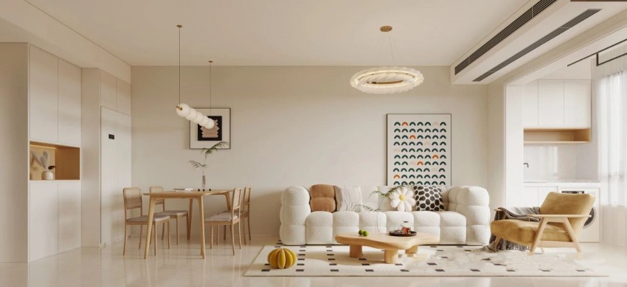 北歐原木風兩居室客廳1裝修效果圖