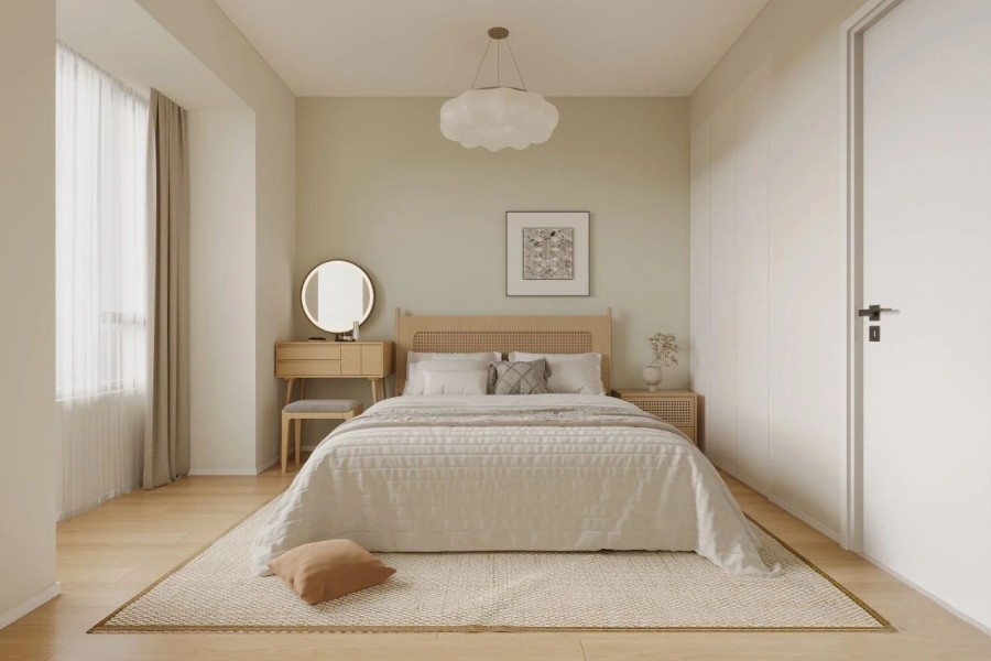 北歐原木風兩居室臥室裝修效果圖