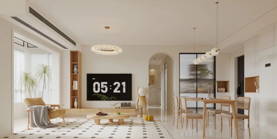 北歐原木風兩居室客廳裝修效果圖