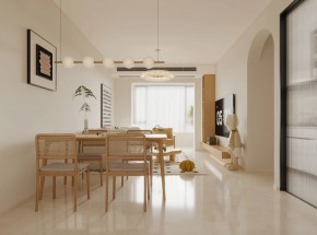 北歐原木風兩居室餐廳裝修效果圖
