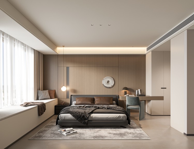 現代簡約三居室臥室裝修效果圖
