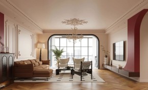 法式復古大平層客廳裝修效果圖
