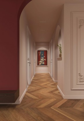 法式復古大平層玄關過道裝修效果圖