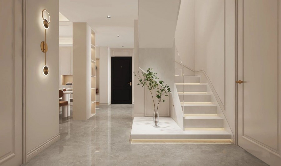 現代法式復試樓梯1裝修效果圖