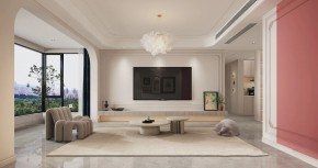 現代法式復試客廳1裝修效果圖