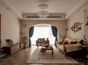 法式復古三居室客廳裝修效果圖