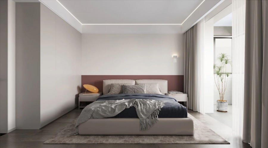 現代簡約三居室臥室1裝修效果圖