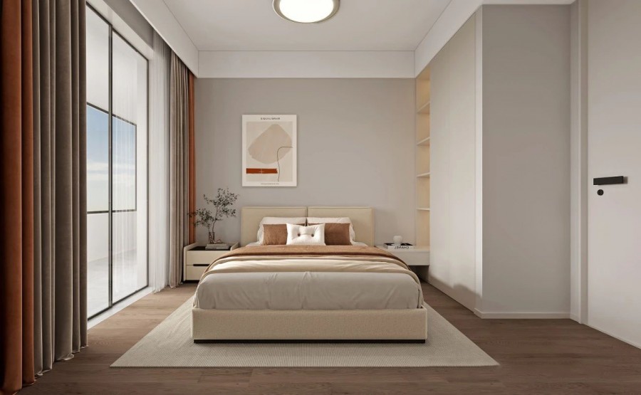 現代簡約三居室臥室裝修效果圖