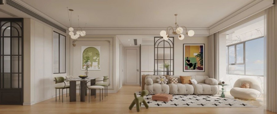 法式復古三居室客廳2裝修效果圖