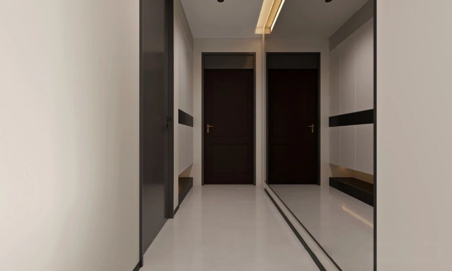 現代極簡三居室玄關裝修效果圖