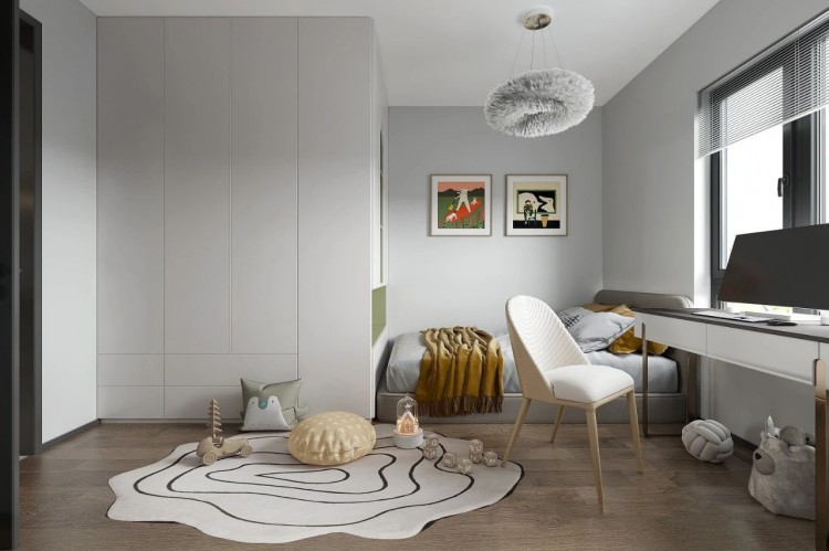 現代簡約三居室書房裝修效果圖