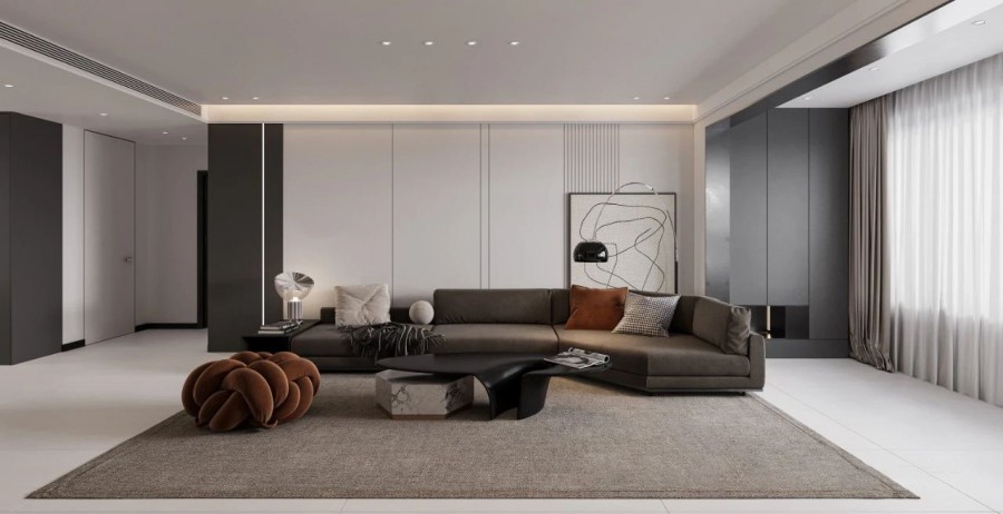 現代簡約三居室客廳裝修效果圖