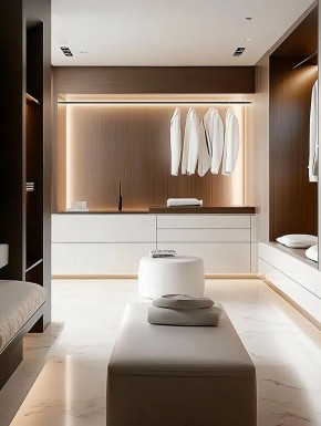 現代中古風衣帽間三居室裝修效果圖