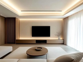 現代中古風客廳三居室裝修效果圖