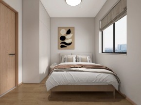 現代原木風三居室臥室裝修效果圖