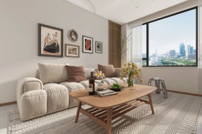 現代原木風三居室客廳2裝修效果圖