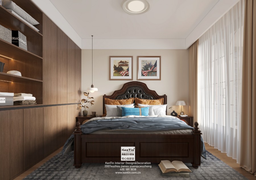 紫珺蘭園法式復(fù)古三居室臥室1裝修效果圖