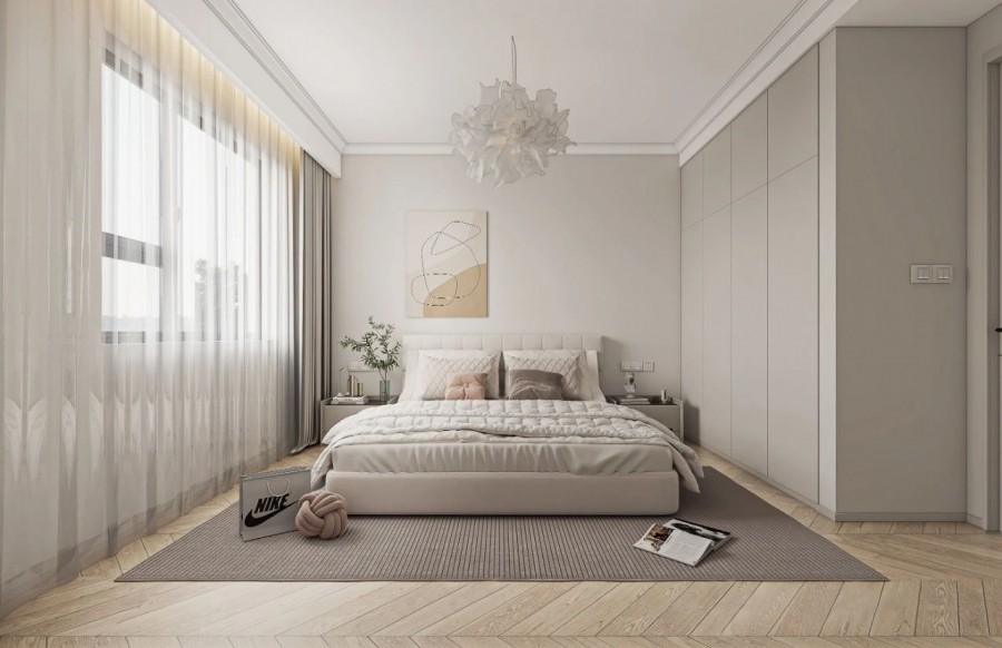 現代簡約三居室臥室裝修效果圖