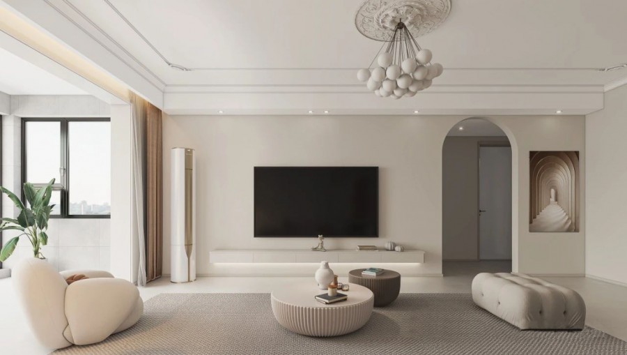 現代簡約三居室客廳裝修效果圖