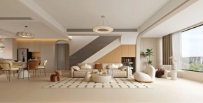 原木奶油風三居室客廳3裝修效果圖