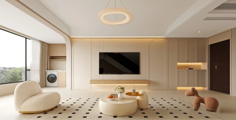 原木奶油風三居室裝修效果圖