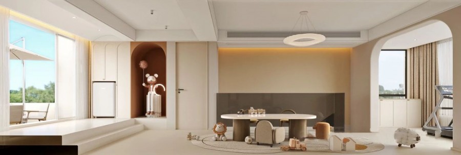 原木奶油風三居室休閑區2裝修效果圖