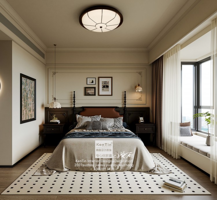 太澤之星復(fù)古風(fēng)大平層臥室裝修效果圖