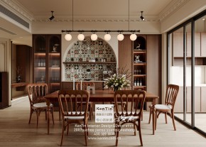 太澤之星復古風大平層餐廳裝修效果圖