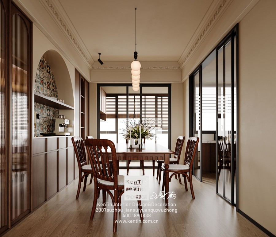 太澤之星復古風大平層餐廳裝修效果圖