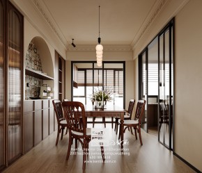 太澤之星復古風大平層餐廳裝修效果圖