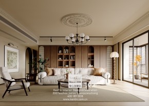 太澤之星復古風大平層客廳裝修效果圖