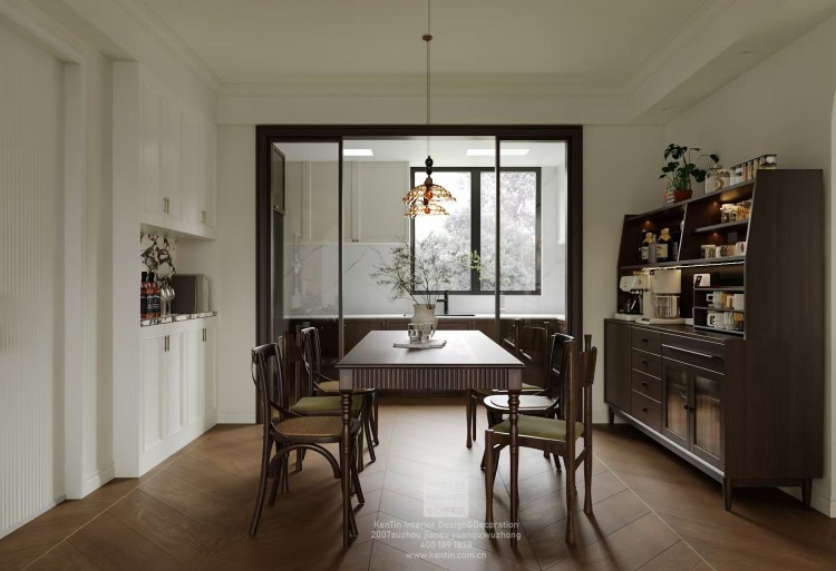 藍光天悅城美式復古三居室餐廳裝修效果圖