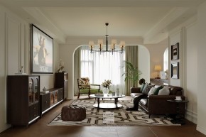 藍光天悅城美式復古三居室客廳裝修效果圖