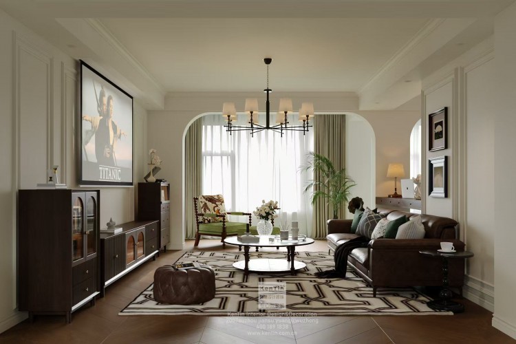 藍光天悅城美式復古三居室客廳裝修效果圖