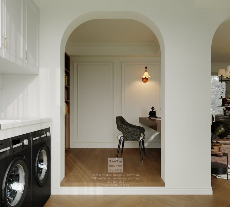 藍光天悅城美式復古三居室陽臺裝修效果圖