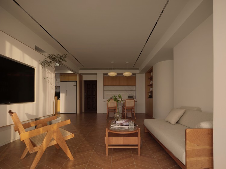 原木風(fēng)兩居室裝修客廳效果圖