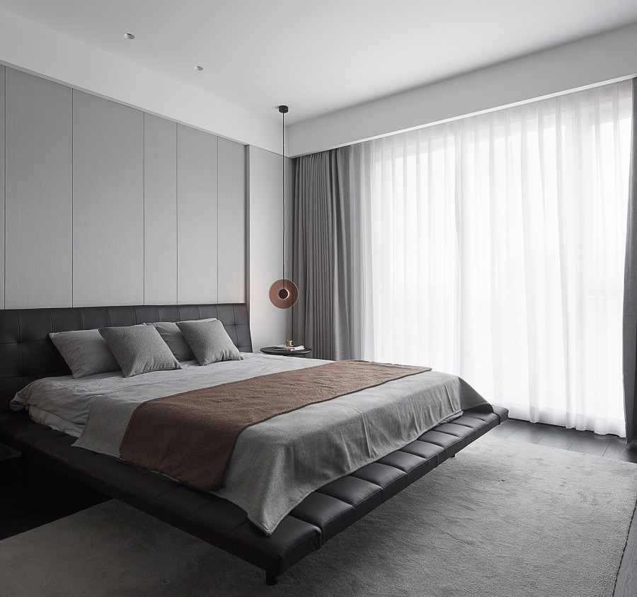現代簡約大平層三居室裝修臥室效果圖