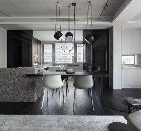 現代簡約大平層三居室裝修餐廳效果圖